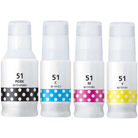 Compatible Canon GI-51 Full Set of Ink Bottles (Black/Cyan/Magenta/Yellow)